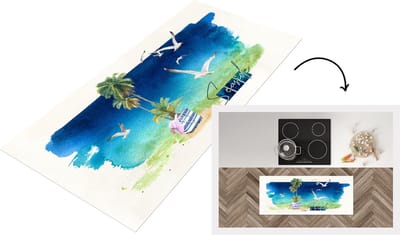 Keukenloper - Loper keuken - Strand - Vogel - Lucht - 120x50 cm - Keukenloper vinyl