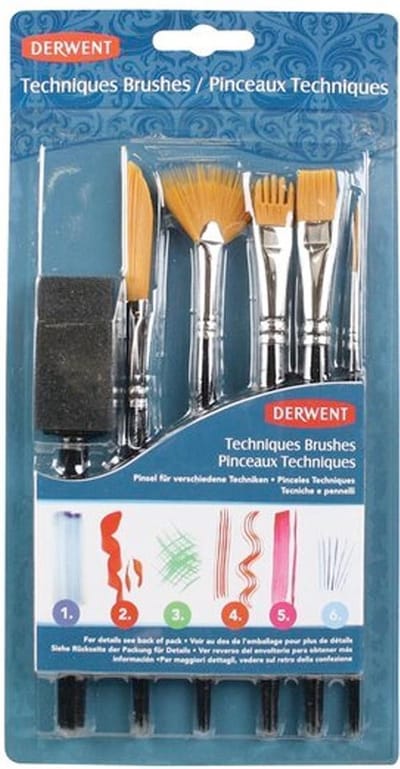 Derwent Techniques Kwasten Set – 6 stuks
