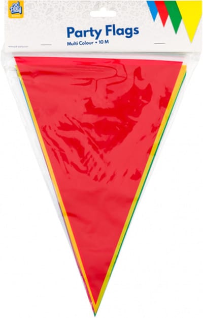 Party flags Vlaggenlijn multicolor meerkleurig versieren feestversiering vlaggetjes 2x 10 meter