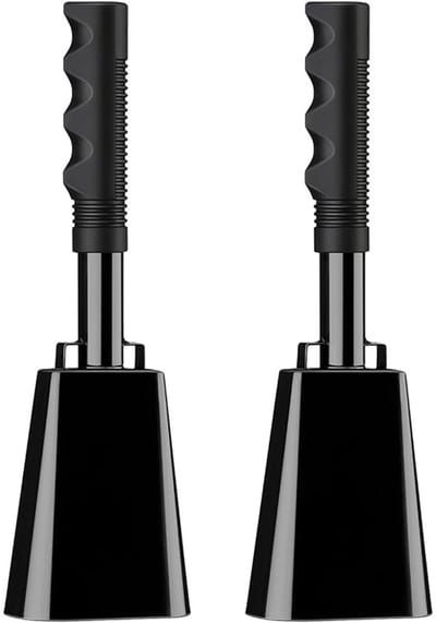 Koebellen - 25 cm kleine diameter, 2 stuks - Geschikt voor sportevenementen en cheerleading - Sportkoebellen met handvatten-Zwart