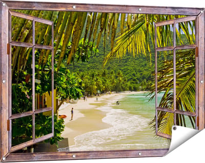Gards Tuinposter Doorkijk Laguna - 120x80 cm - Tuindoek - Tuindecoratie - Wanddecoratie buiten - Tuinschilderij