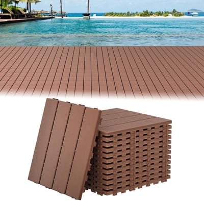 Balkontegels Houtnerf - Terrastegels Kliktegels - Buitenruimte Verfraaien - Weerbestendig Drainage - 30 x 30 cm - Bruin
