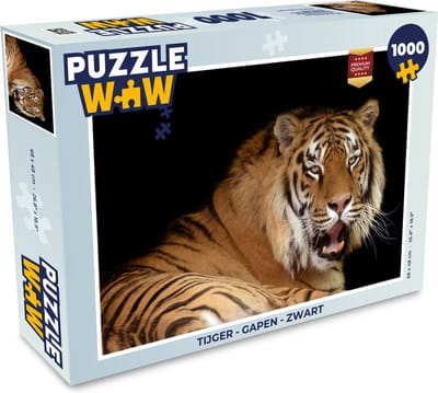 Puzzel Tijger - Gapen - Zwart - Legpuzzel - Puzzel 1000 stukjes volwassenen