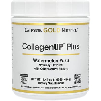 California Gold Nutrition CollagenUp Plus, Marien Collageen, Vezels, Watermeloen Yuzu, 1,09 lb