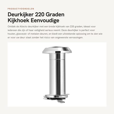Dailygoods- Deurkijker 220 Graden Kijkhoek - Robuuste Privacyafdekking - Geschikt voor Houten/Glasvezel/Metalen Deuren - Eenvoudige Installatie - Hoog Beveiligingsniveau - Voor Deurdiktes 35-55 mm - Deurspectator