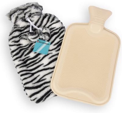 Discountershop Warmwaterkruik met Zachte Hoes - Zebra Print - Voor Baby's en Kinderen - 1.75L - 33x20x1.5 cm - Max. 40 Graden - Gezondheid en Comfort