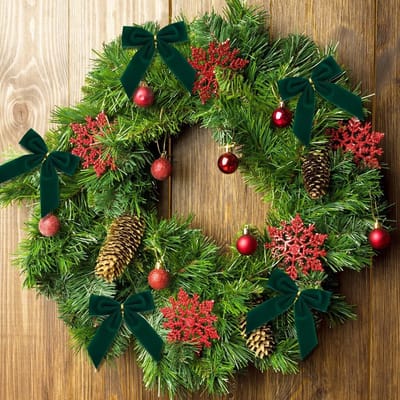 12 Groene Kerstboomstrikken van Fluweel voor Wreath Ambachten en Cadeauversieringen (9x9.5cm) - Perfect voor Kerstdecoratie, Feestdagen en DIY-projecten