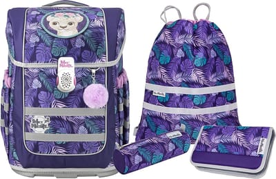 McNeill Schooltas Ergo Compacto Schoolbag Set 5-delig Dschungel Paars