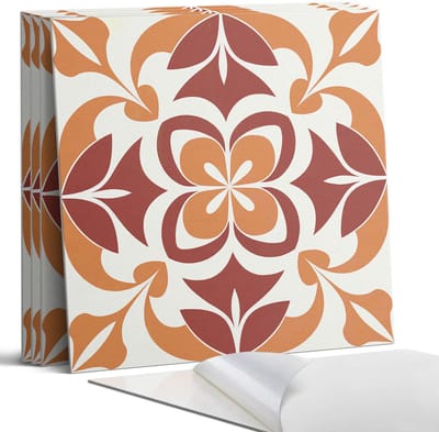 Coloray Wandpanelen Zelfklevend - Bloemenpatroon met bladeren Zelfklevende Wandpanelen - 50 cm x 50 cm - Rood Wandpaneel PVC - 5 stuks - Mozaïeken Wandpanelen Zelfklevend - Wandbord Keuken - Wandpaneel Badkamer
