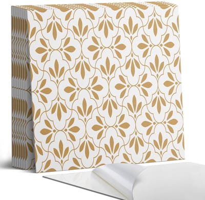 Coloray Plaktegels - Elegant plantenpatroon Portugese Tegels - 30 cm x 30 cm - Beige Plaktegels - 9 stuks - Vierkant PVC Tegels - Plaktegels Keuken - Zelfklevende Vloertegels - Vinyl Tegels - Zelfklevende Tegels