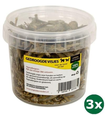 Utopia gedroogde visjes kat 3x 60 gr
