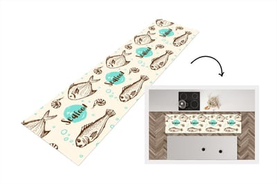 Keukenloper - Loper keuken - Eten - Patronen - Vissen - 200x50 cm - Keukenloper vinyl