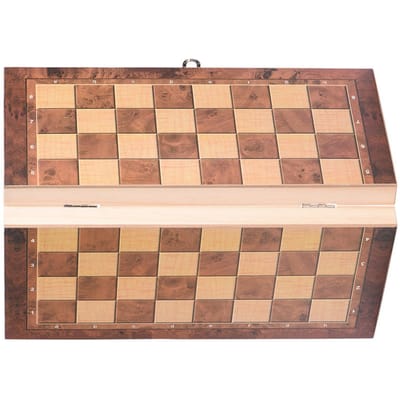 3in1 draagbaar houten schaakbord opvouwbaar schaakspel voor familiefeestactiviteiten (29*29cm) beige