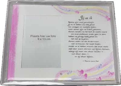 Spreuk Fotolijst / tegel Glas - ''Jij en ik''
