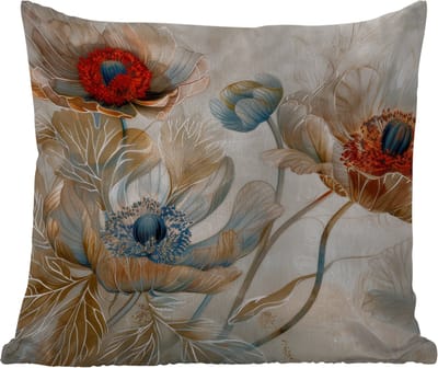 Tuinkussen - Bloemen - Beige - Modern - Illustratie - 40x40 cm - Weerbestendig