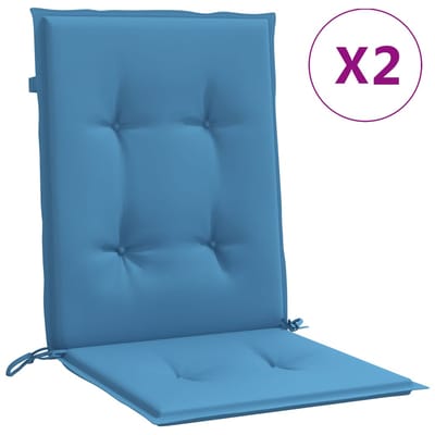 vidaXL Stoelkussens 2 st lage rug 100x50x4 cm stof gemêleerd blauw