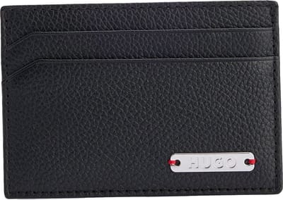 HUGO Leren Kaarthouder Nyxo Cardcase Black Zwart