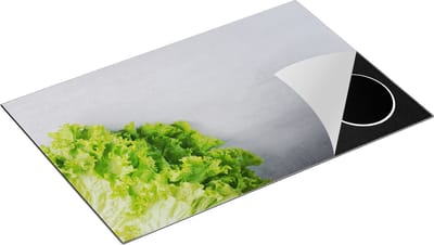 Chefcare Inductie Beschermer Groene Sla op Grijze Marmer - 80x50 cm - Afdekplaat Inductie - Kookplaat Beschermer - Inductie Mat