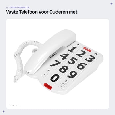 Dailygoods- Vaste Telefoon Eenvoudig Bediening - Vaste Telefoon voor Senioren - Grote Knoppen - Luid Geluid - M1/M2 Snelkiesnummer - Verstelbaar Volume - Seniorentelefoon