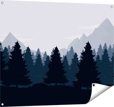 Gards Tuinposter Bos met Bomen Illustratie - Abstract - 100x80 cm - Tuindoek - Tuindecoratie - Wanddecoratie buiten - Tuinschilderij