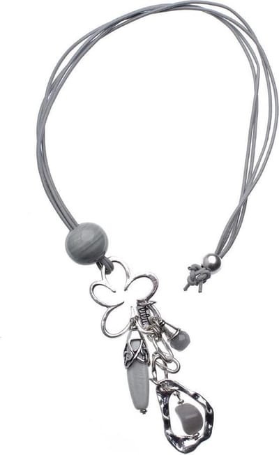 Behave - Lange grijs kleurige ketting met keramieken hanger - Mode-accessoire voor elke gelegenheid