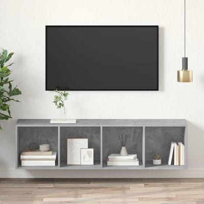 vidaXL - Tv-wandmeubel - 37x37x142,5 - cm - bewerkt - hout - betongrijs