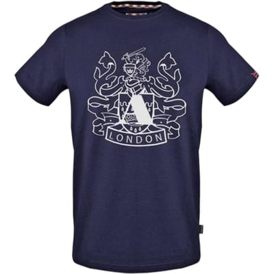 Aquascutum Heren Shield Aldis Groot Logo T-Shirt (Marine)
