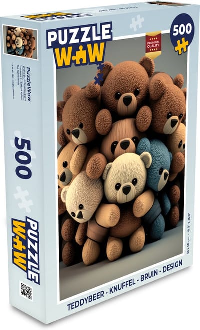 Puzzel Teddybeer - Knuffel - Bruin - Design - Jongens - Meisjes - Legpuzzel - Puzzel 500 stukjes