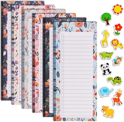 Dailygoody - Magnetische notitieblokken - Boodschappenlijstjes - Makkelijk te verwijderen vellen - Bloemenmotief - To-do-lijstjes - Geschikt voor dage...