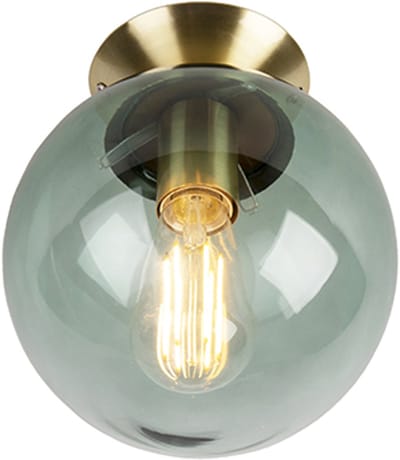 QAZQA pallon - Art Deco Plafondlamp - 1 lichts - Ø 200 mm - Groen - Woonkamer | Slaapkamer | Keuken