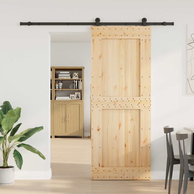 vidaXL - Schuifdeur - NARVIK - Naturel - en - Zwart - 90 - x - 210 - cm - (213,5 - cm)