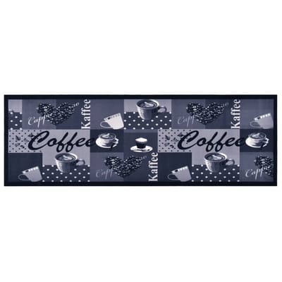 vidaXL - Keukenmat - wasbaar - Coffee - 45x150 - cm - blauw
