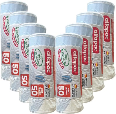 120 Grote Vuilniszakken 50 Liter - 8 Rollen Zelfsluitend en Gemaakt van 80% Gerecycled Materiaal
