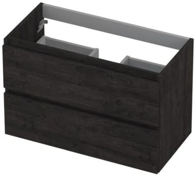 INK - Onderkast 2 Laden Greeploos met Houten Keerlijst - 800x400x520 Mm - Houtskool Eiken