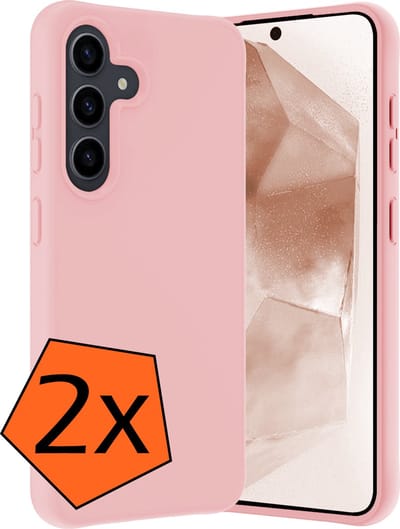 Hoes - 2 Stuks - Geschikt voor Samsung Galaxy A55 - Sterk & Shockproof - Case Siliconen - Back Cover - Telefoon Hoes - Lichtroze