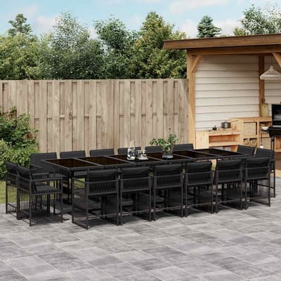 vidaXL - 17-delige - Tuinset - met - kussens - poly - rattan - zwart