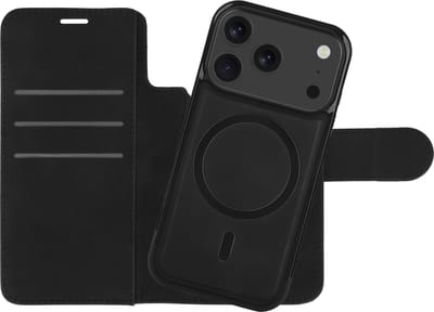 Just in Case uitneembare 2-in-1 Bookcase geschikt voor iPhone 17 Pro - geschikt voor Magsafe - Hoesje met Pasjeshouder - Zwart
