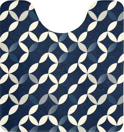 WC mat met uitsparing 55x60 cm - Antislip - Abstract - Patroon - Blauw - Toiletmat met uitsnijding - Vloermat - Douchemat - Toilet tapijt - Toiletmatten