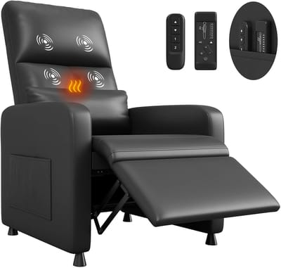 RosaBloom Relaxfauteuil - Massagestoel - Elektrische stoel - Relaxzetel - Verwarmingsfunctie - Massagefunctie - Verstelbare rugleuning - Zwart