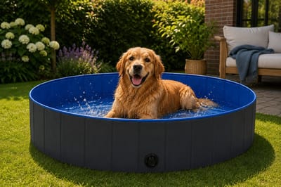 Hondenzwembad – Flamingo hondenzwembad – 120 x 30 cm – blauw/donkergrijs – opvouwbaar zwembad voor honden – Flamingo Splash
