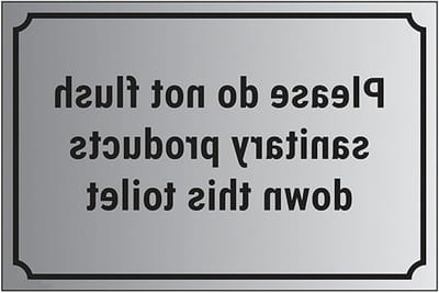 Veiligheidsbord Toilet - Niet Door Spoelen Teken - Sanitair Gebruik - Aluminium Effect Plastic - 200x150mm - Wit