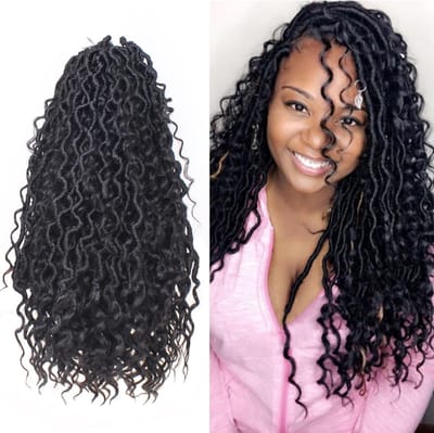 14 inch 7 packs van Black River Goddess Valse Locs Haakhaar met Krullende Einden - Synthetische Boheemse Faux Locs Haarextensions voor een Natuurlijke Look en Gemakkelijk Stijl