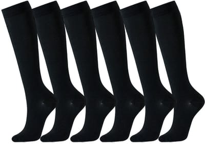 Namajunas - Compressiekousen - Compressie sokken - 6 paar - S/M - Unisex - Bevordert de bloedsomloop - Biedt optimale ondersteuning voor medisch gebruik, hardlopen, verzorging, sport en meer - Hardloopsokken - Sportsokken - Steunkousen vliegtuig