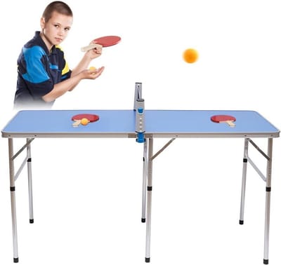 Tafeltennistafel Set - Mini Tafel - Plezier Thuis - Opvouwbaar Ontwerp - 152x76cm - Blauw