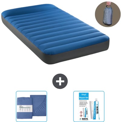 Intex Luchtbed - 1-Persoons - 99 x 191 x 22 cm - Blauw - Inclusief pomp - Hoeslaken en Reparatieset