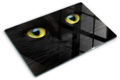Tulup Glazen Snijplank - Geel Kattenogen Dienblad - 80 x 52 cm - Serveerplank van glas - Groot Formaat Dienblad - Anti-Slip Snijplank - UV Gelaagd Glas Serveerplank - Keukengerei