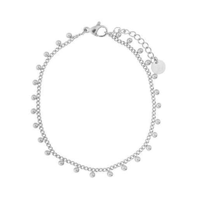 Armband kleine balletjes - Volwassenen - Zilver - Stainless steel (verkleurt niet) - Verlengkettinkje