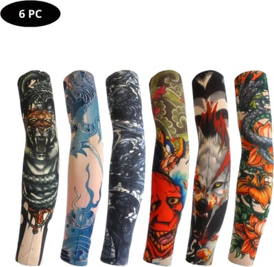 Nivard Tattoo Sleeve - Voor Volwassenen - Mouw - Tatoeage - Arm Warmer - Zonbescherming - UV Beschermend - 6 Stuks