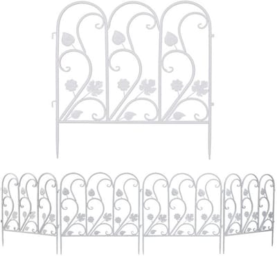 Tuinhek 62 cm hoog - 5-delige Set - Gecoat Ijzer - Decoratieve Omheining - Grondpennen - Voor Tuin/Terras