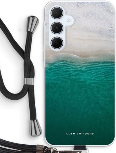 Case Company® - Hoesje met koord geschikt voor Samsung Galaxy A35 hoesje met Koord - Stranded - Telefoonhoesje met Zwart Koord - Bescherming aan alle Kanten en Over de Schermrand